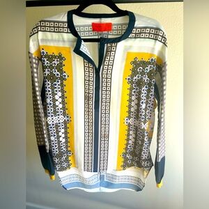 Clover Canyon Gold Royal Abstract Floral Printed Blouse Size XS